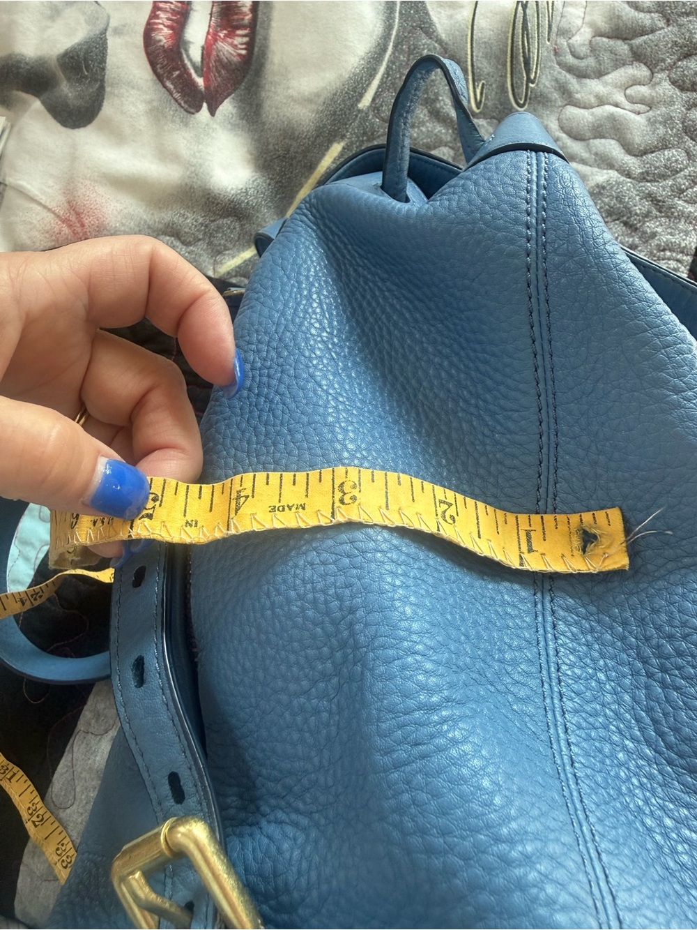 Cole Haan Pebbled Blue Leather Backpack - Sleek Everyday Carry - Picture 10 of 10